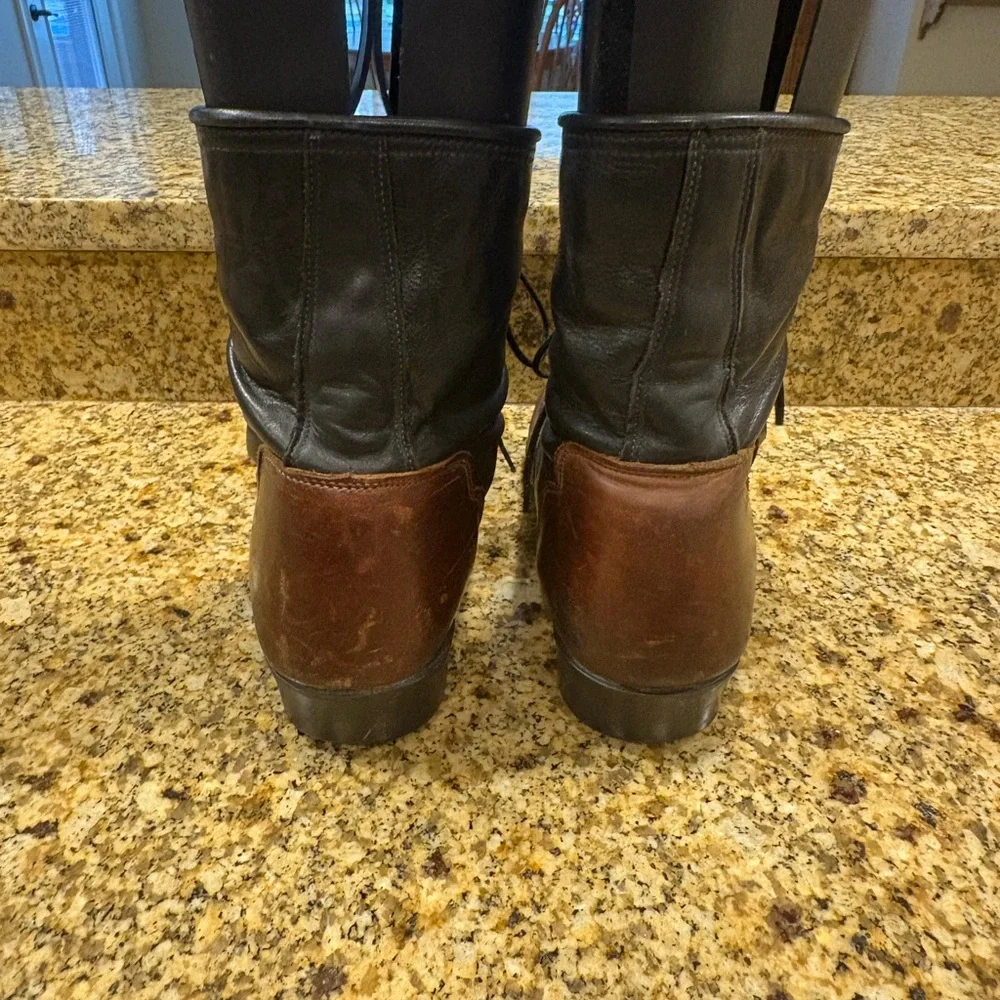 J. Chisholm Men’s Western Riding Boots Black Brown Leather Made in USA 9 ?
